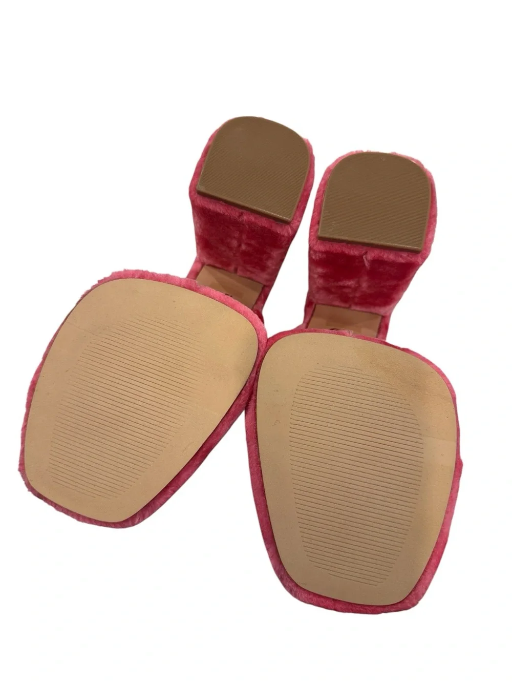 Ravina Perfectly Pink Short Faux Fur Platform Sandals Lulus D’Amelio NEW 9.5/10